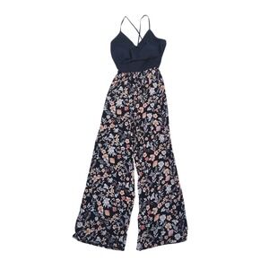 Papaya Boho Tropical Floral Summer Jumpsuit Large Wide Leg High Waist Whimsygoth